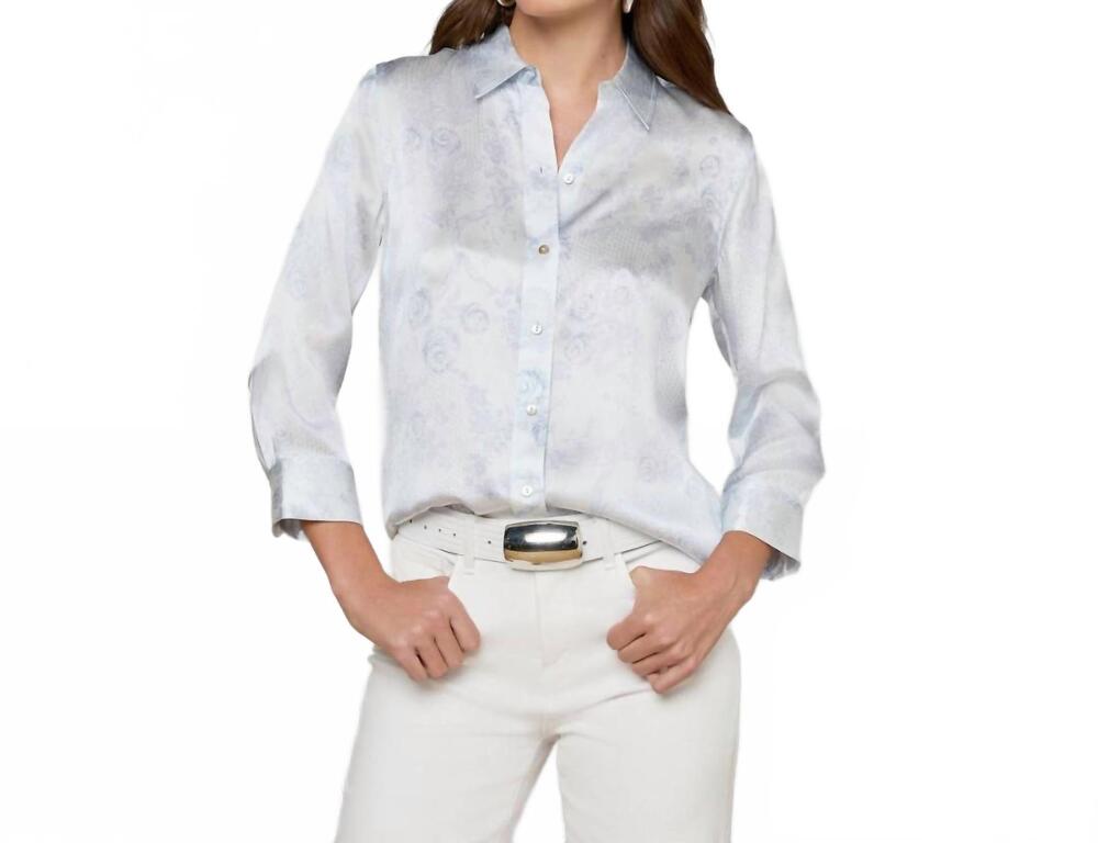 NEW L'AGENCE dani silk blouse in ivory/pale mist lace